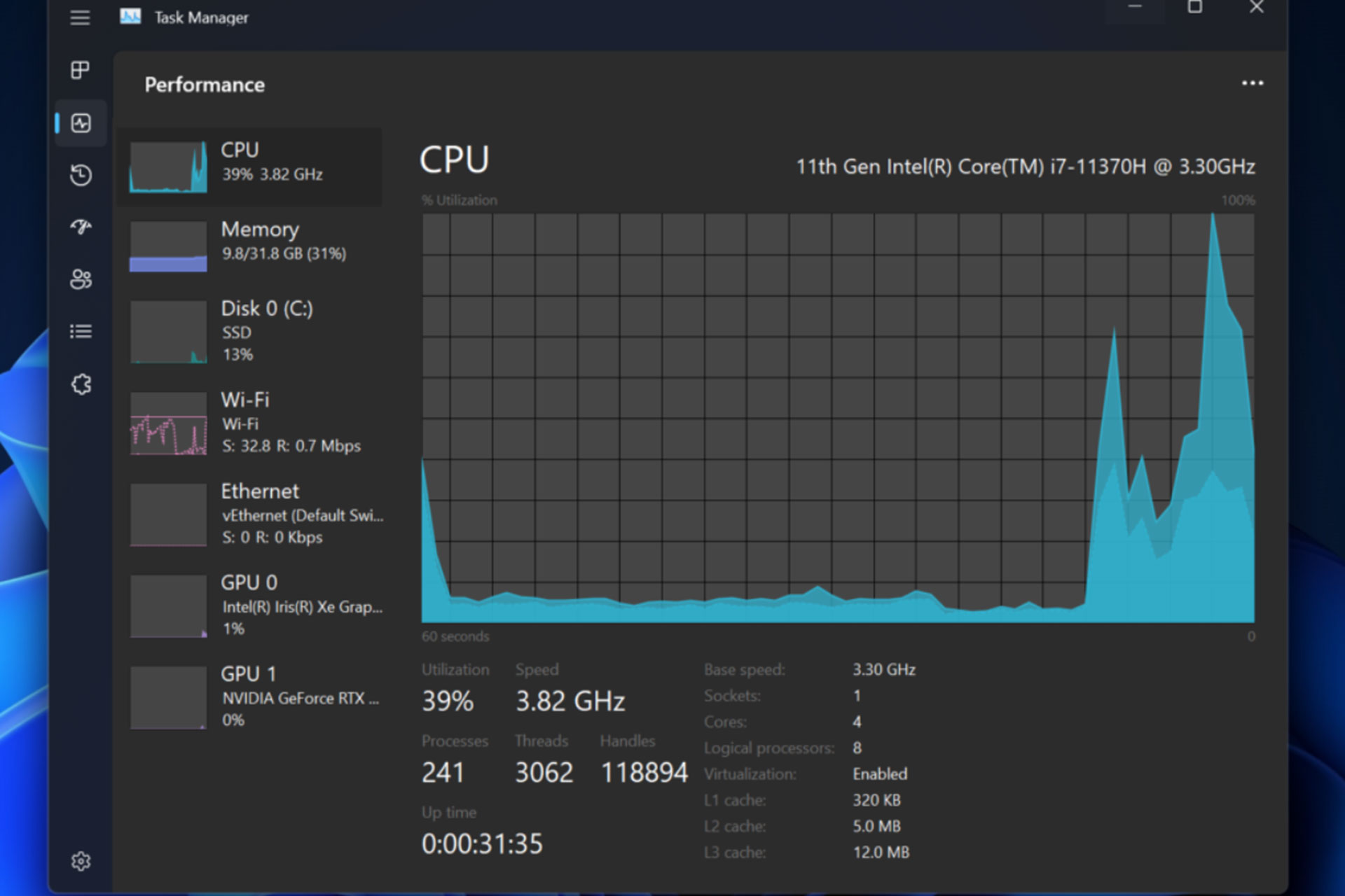 سرعت پردازنده در ویندوز 11
