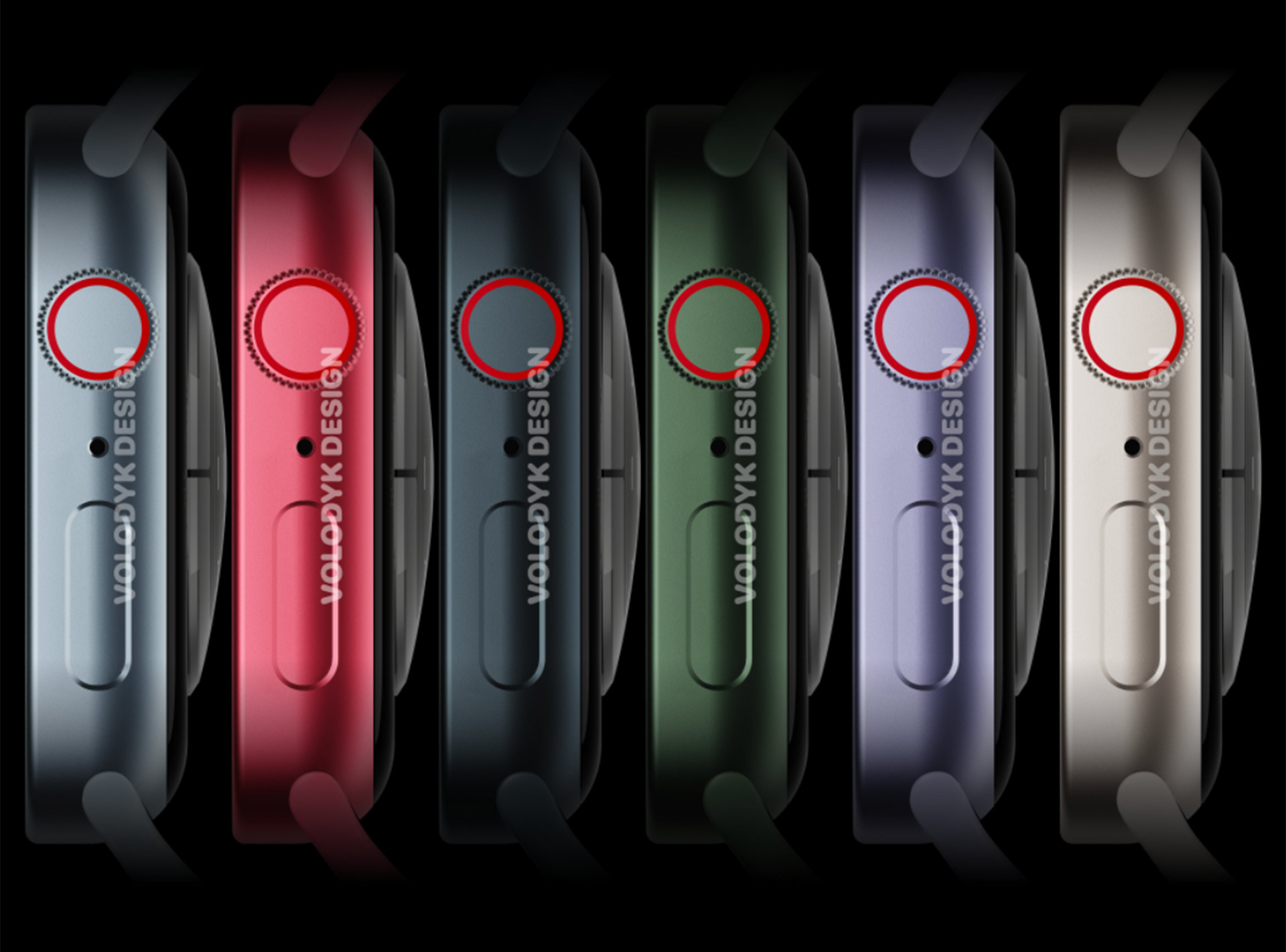 رندر اپل واچ سری ۸ در شش رنگ مختلف