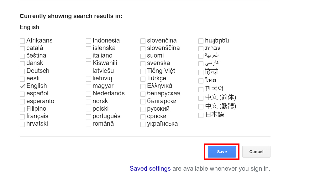 تغییر زبان جستجوی گوگل وب