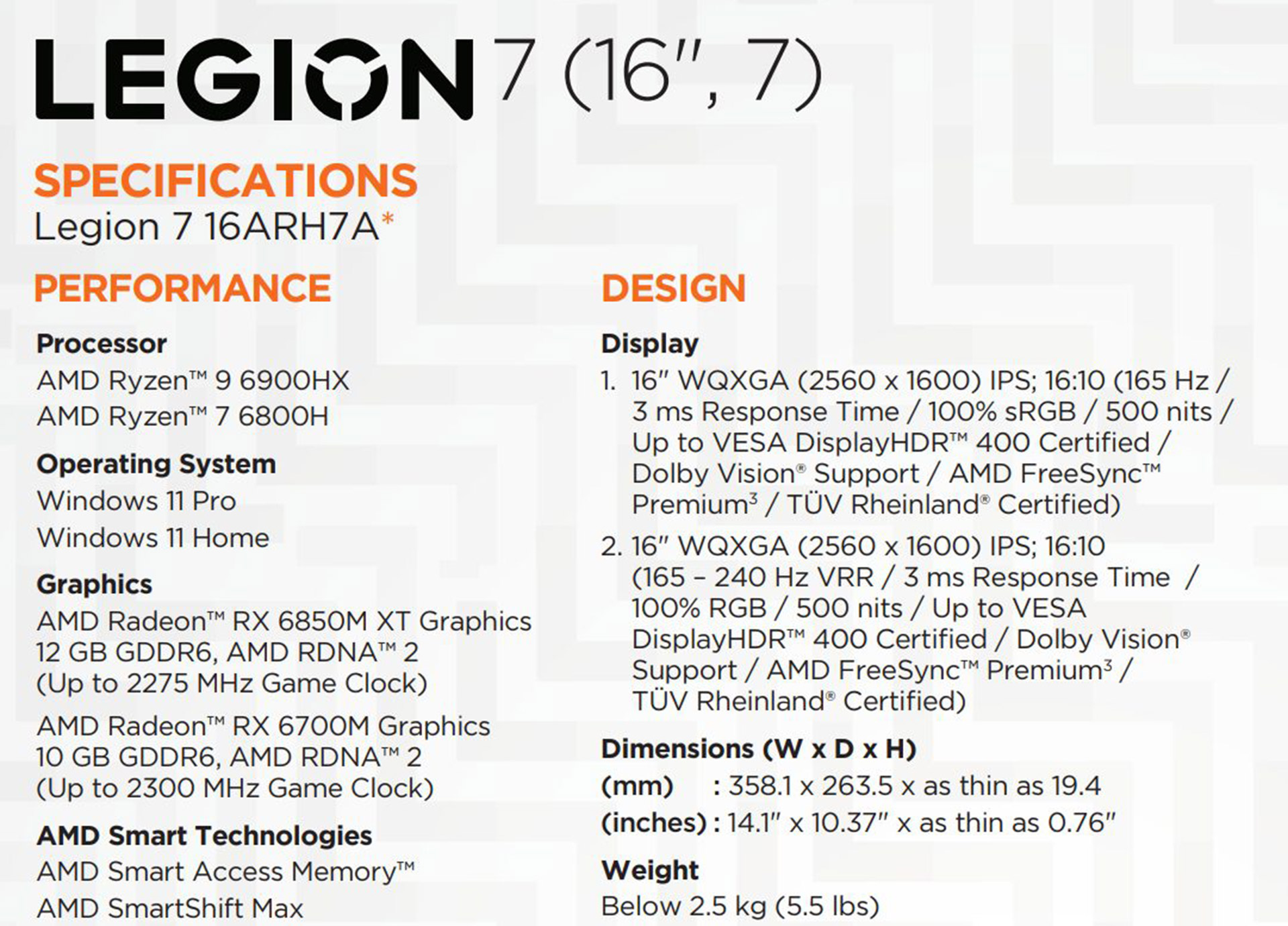 صفحه مشخصات لپ تاپ گیمینگ Legion 7