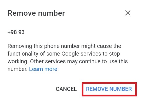  حذف شماره تلفن در جیمیل با کامپیوتر