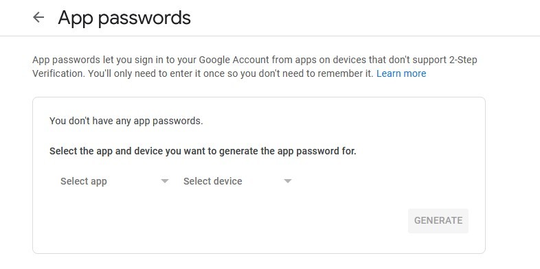 رمز عبور هر برنامه را در تأیید 2 مرحله‌ای Google وارد کنید