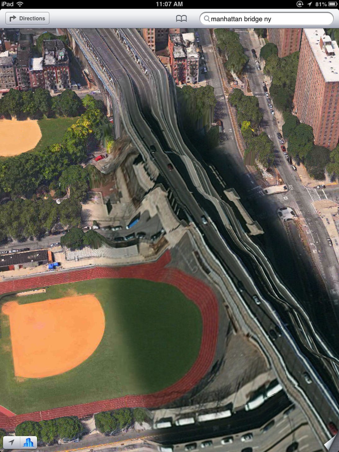 سطح ناهموار پل منهتن نیویورک در نقشه اپل