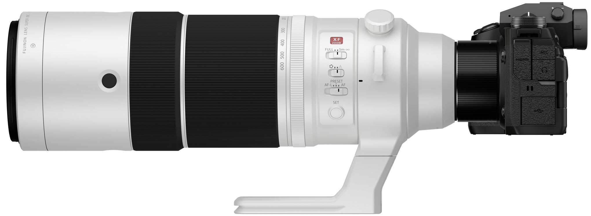 دوربین فوجی فیلم Fujifilm X-H2S با لنز XF 150-600mm از نیم رخ