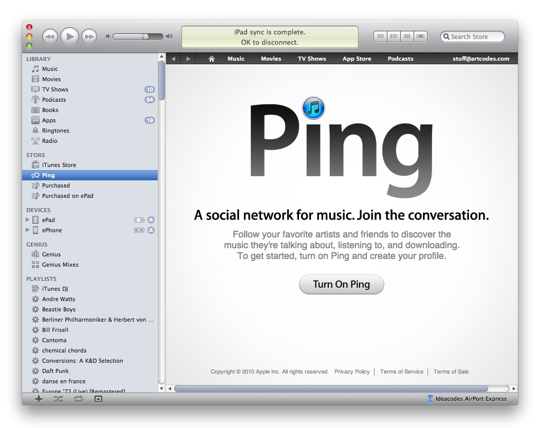 تصویری از شبکه اجتماعی iTunes Ping اپل
