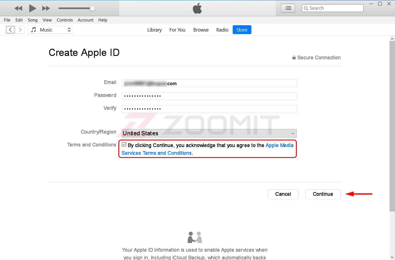 مراحل ساخت اپل آیدی با استفاده از iTunes 5