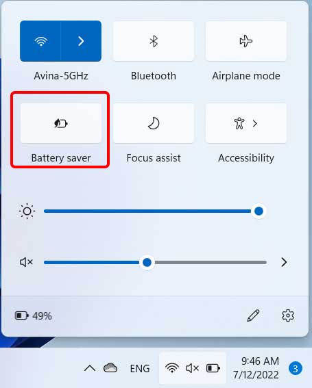 غیرفعال کردن Battery saver در ویندوز 11