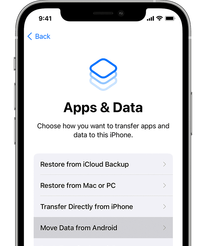 ۱- انتقال پیامک به آیفون با اپ Move to iOS