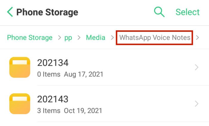 ۵-ذخیره ویس و فایل‌های صوتی واتساپ در اندروید