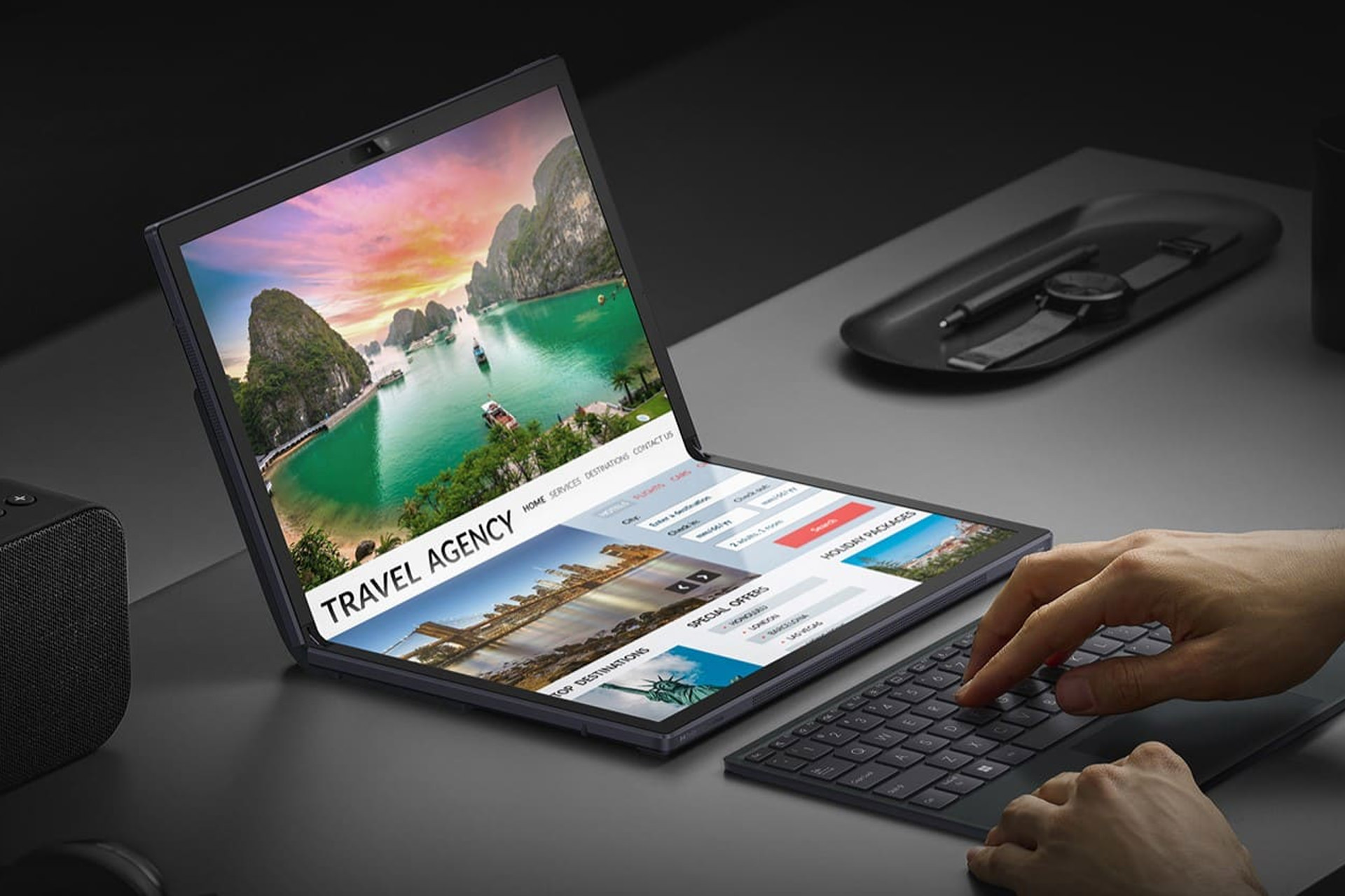 لپ تاپ تاشدنی ایسوس Asus Zenbook 17 Fold OLED با کیبورد فیزیکی