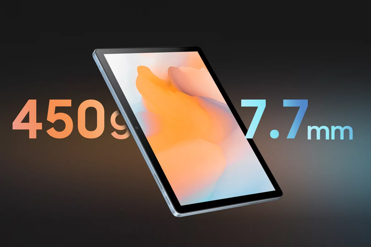 Weight and thickness of Blackview Tab 13 tablet, front view