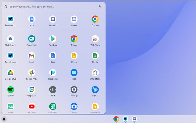 منوی استارت Chrome OS 104