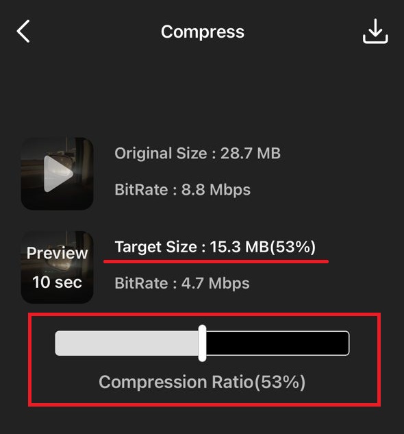 ۲-کم کردن حجم فیلم‌ها در آیفون با Video Compress
