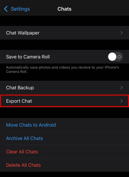 ۲-ذخیره ویس و فایل‌های صوتی واتساپ با تابع Export Chat
