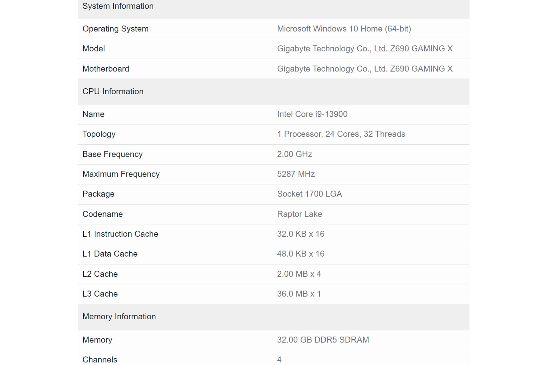 تست گیک بنچ پردازنده Intel Core i9-13900