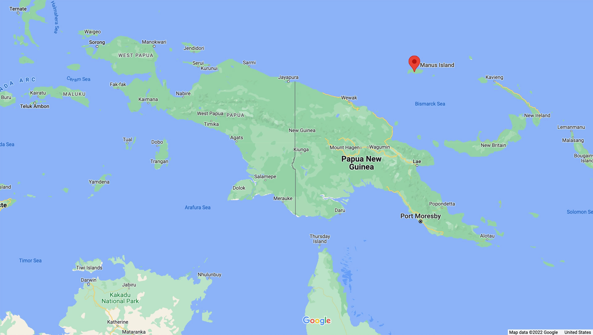 نقشه کره زمین مکان شهاب سنگ جزیره مانوس