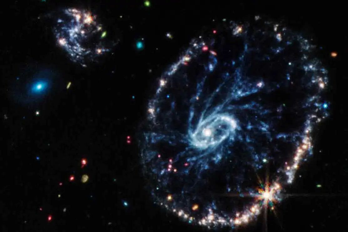 miri instrument cartwheel galaxy - جدیدترین تصاویر تلسکوپ فضایی جیمز وب، کهکشان چرخ گاری را نشان می‌دهند