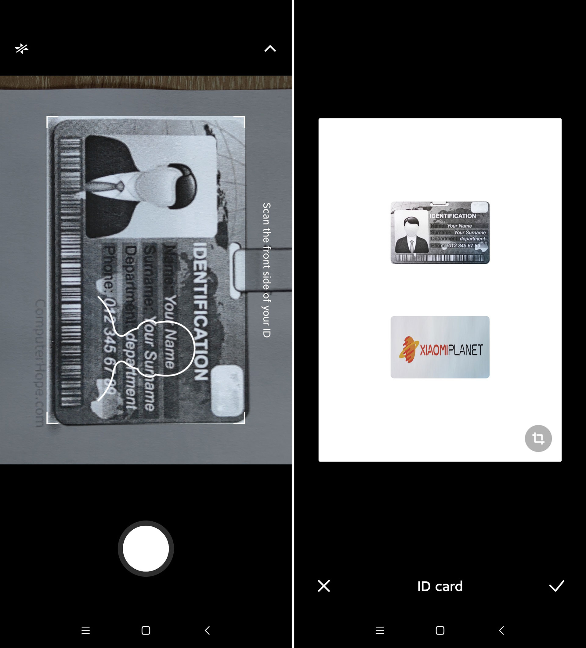 scan id card xiaomi camera - اسکن عکس و اسناد در آیفون و اندروید +‌ معرفی اپلیکیشن