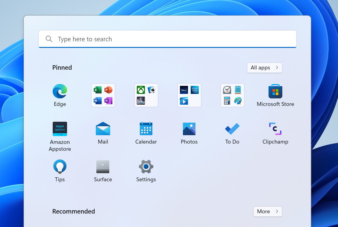 فولدر اپلیکیشن در منوی استارت ویندوز 11 نسخه 22H2