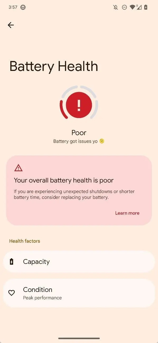 Android battery health feature