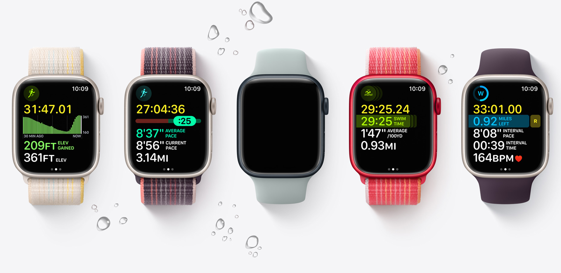 Apple Watch Series 8 in different colors and straps