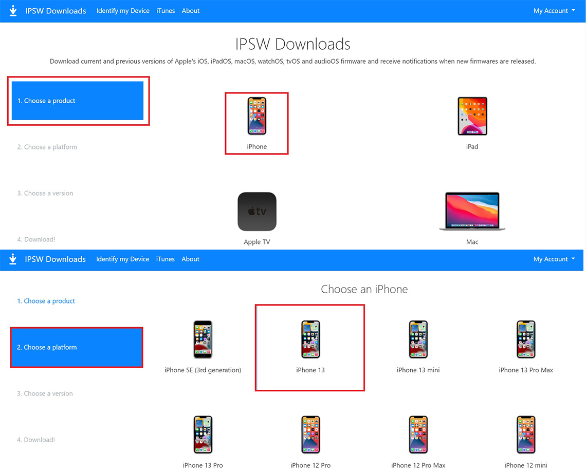 1- Download IPSW file for iPhone