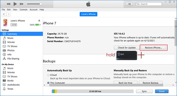 Backup iPhone with iTunes
