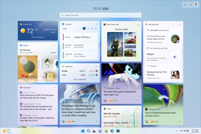 نمای تمام صفحه ابزارک های ویندوز ۱۱