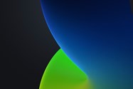 والپیپر iOS 14 حالت تاریک رنگ سبز و زرد و آبی و مشکی