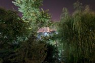 نمونه عکس اولتراواید گلکسی نوت ۲۰ اولترا در تاریکی - ساختمان در میان درختان