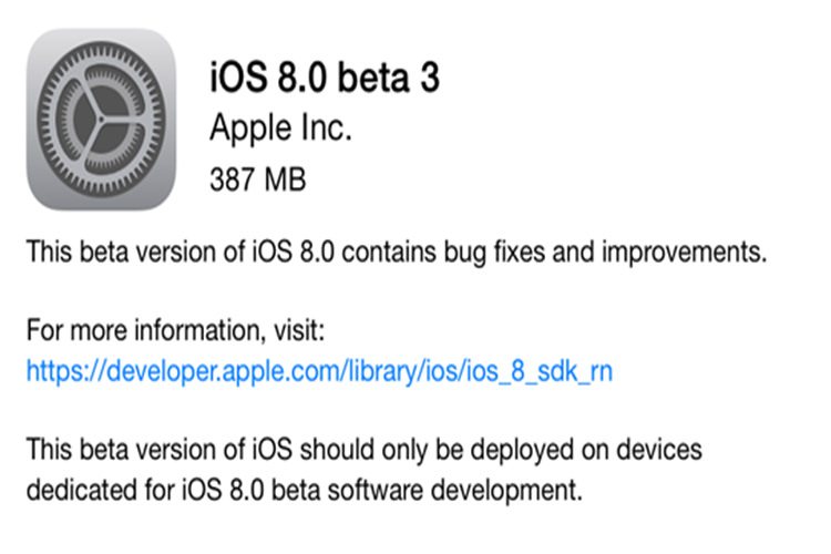 سومین بروزرسانی iOS 8 beta ارایه شد