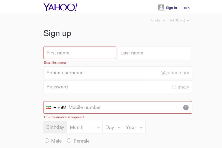 یاهو امکان ثبت‌نام کاربران ایرانی در سرویس ایمیل خود را فراهم کرد