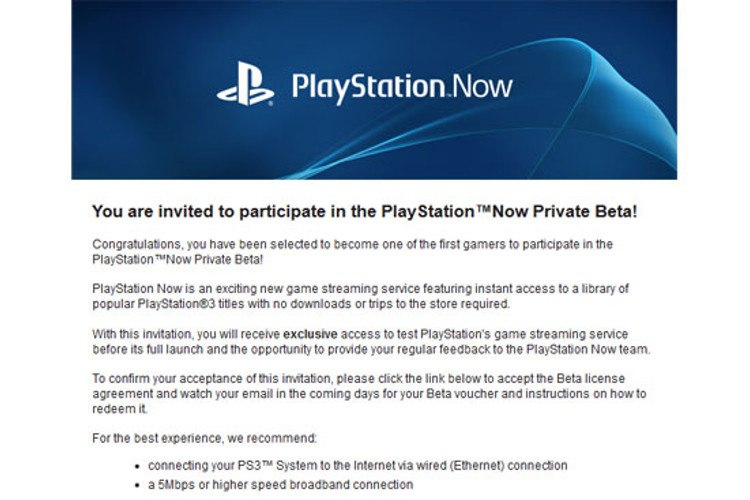سونی دعوت‌نامه مربوط به آزمایش سرویس Playstation Now را ارسال کرد