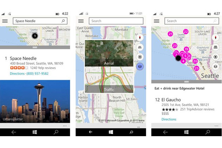نسخه‌ پیش نمایش ویندوز 10 برای گوشی‌ های‌ هوشمند با اپلیکیشن جدید نقشه ارائه می شود