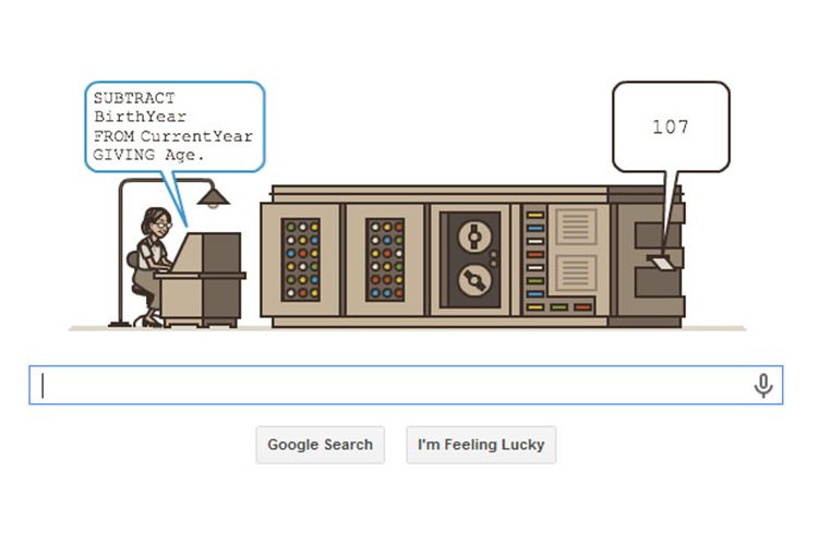 گوگل با تغییر صفحه اصلی خود، یاد پیشگام برنامه نویسی کامپیوتر، گریس هاپر را گرامی داشت