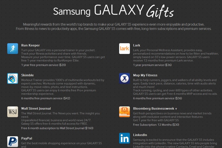 سامسونگ به همراه گلکسی اس ۵، نزدیک به ۵۰۰ دلار نرم‌افزار مجانی هدیه می‌دهد