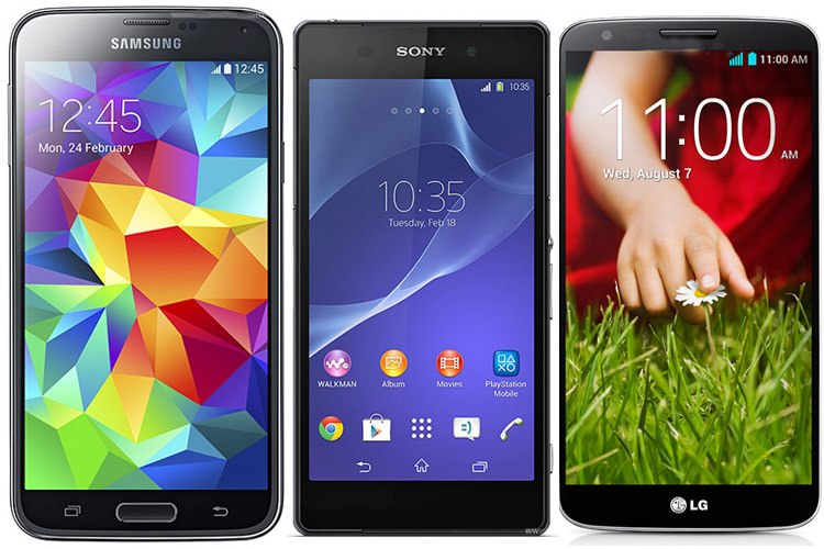 مقایسه گلکسی اس 5 با اکسپریا Z2 و LG G2
