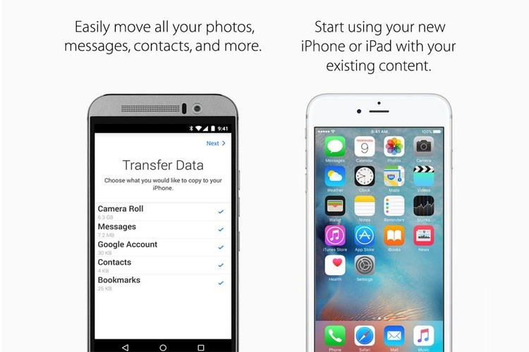 اپل اپلیکیشنی برای تسهیل کوچ از iOS به اندروید ارائه می‌دهد