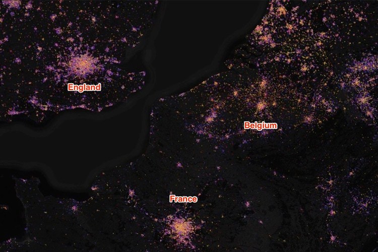 نقشه تعاملی، گویای تراکم بیش از ۹۰۰ میلیون شبکه‌ وای فای در چند کلان شهر جهان است