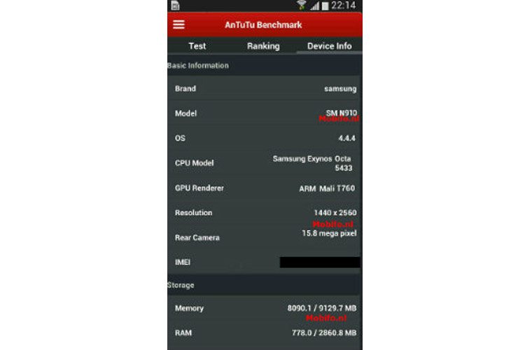 مشخصات گلکسینوت 4 فاش شد: نمایشگر ۲۵۶۰ در ۱۴۴۰ پیکسل، پردازنده Exynos 5433 و دوربین ۱۶ مگاپیکسل