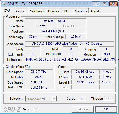 AMD Trinity CPU-Z