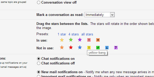 gmail stars