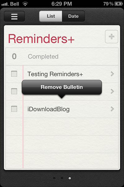 Reminders+ Remove Bulletin