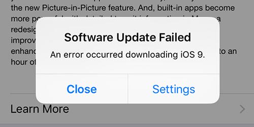 مشکل آپدیت iOS 9